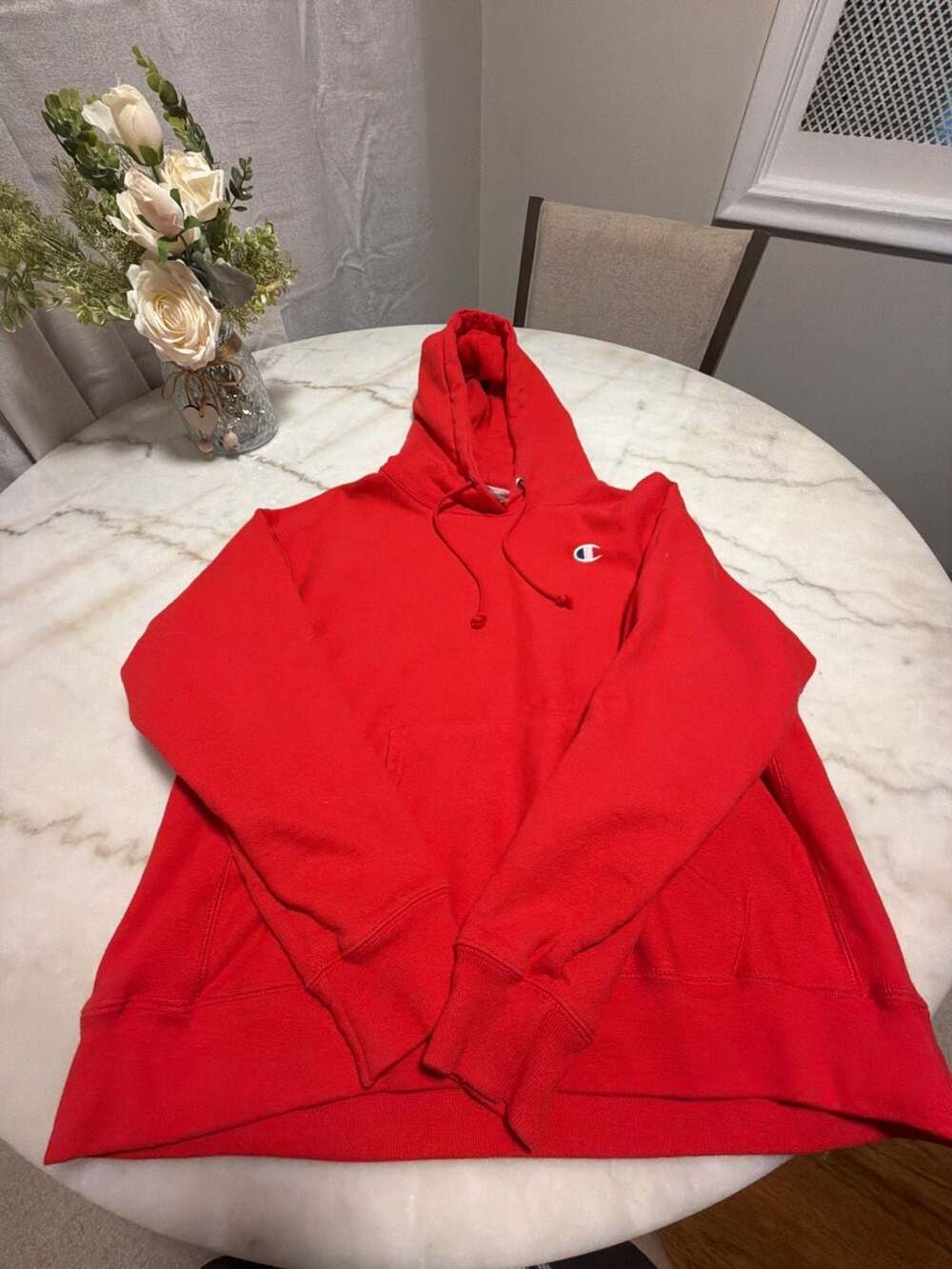 Champion Men's Powerblend Pullover Hoodie in Scarlet Red